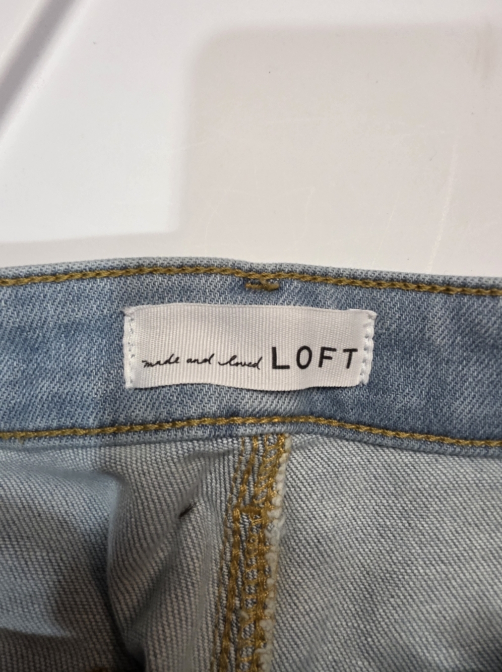 LOFT Light Blue Denim Jeans with Gold Stitching - Picture 3 of 4